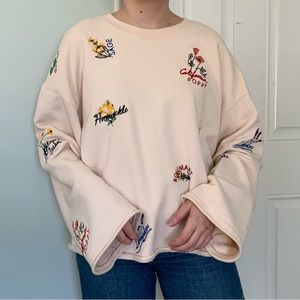 Madewell Floral Embroidered Crewneck